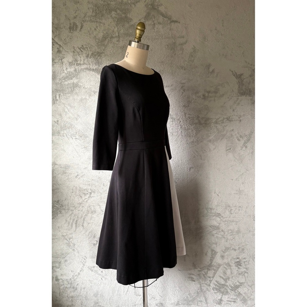 Boden Dress 6 Black Colorblock Fit Flare Mod Professional Office Retro Stretchy - Picture 5 of 13